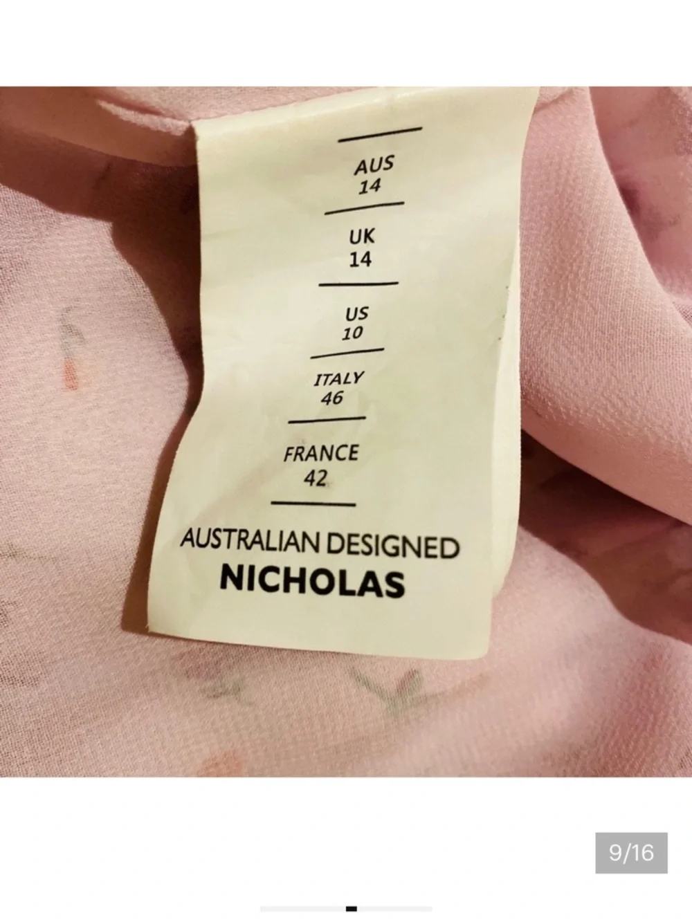 NICHOLAS Pink Floral DRESS Size 10 Silk